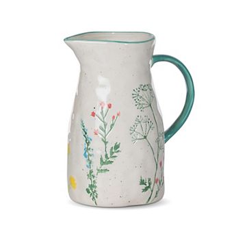 Spring Wildflower Ceramic Pitcher with Hand Painted Floral Design for Tabletop Decor
