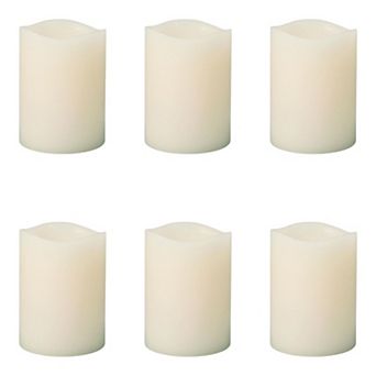 Set of 6 Wax LED Glow Candles with Wavy Edge Design for Mantel and Shelf Styling