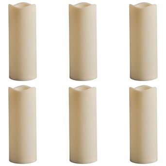 Indoor Outdoor Flickering Flameless Pillar Candle Set of 6 Tall LED Candles