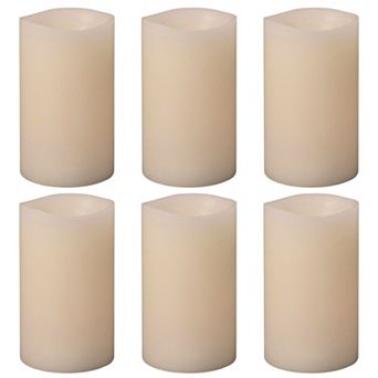 Flickering Flameless Pillar Candle Set of 6 Decorative LED Lights
