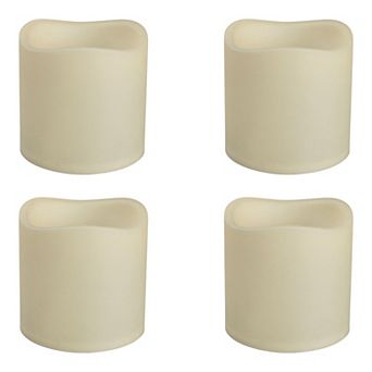 Indoor Outdoor LED Flameless Pillar Candle Set of 4 for Patio Table Mantel Décor
