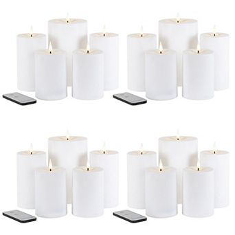 Flameless LED Pillar Candles with Remote Set of 20 for Holiday Table Décor