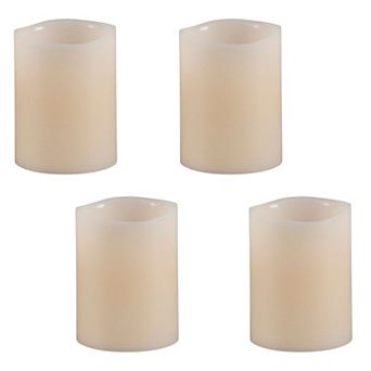 Flickering Flameless Pillar Candle Set of 4 Wax Look Decorative Lights
