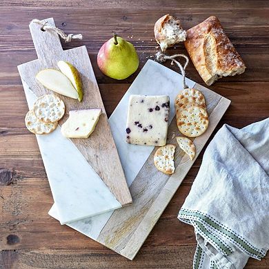 Marble and Mango Wood Cutting Board with Handle for Charcuterie Serving