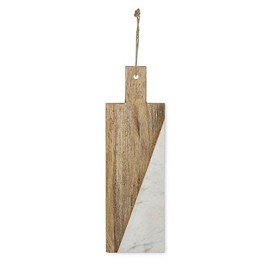 Marble and Mango Wood Cutting Board with Handle for Charcuterie Serving