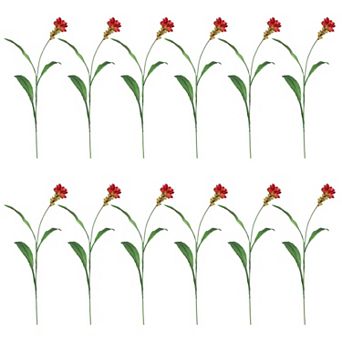 Curcuma Artificial Stem Set of 12, Tall Greenery for Vases and Floor Decor