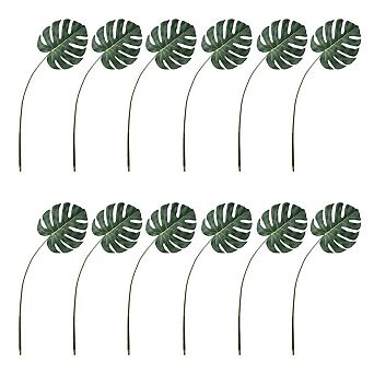 Artificial Monstera Leaf Stems Set of 12, Greenery for Vases and Decor