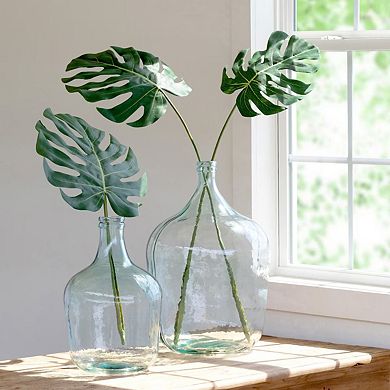 Monstera Leaf Set of 12, Faux Tropical Greenery Stems for Vase Decor