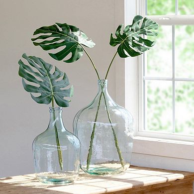 Monstera Leaf Artificial Stem Set of 12, Tall Tropical Greenery for Home Decor