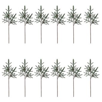 Faux Balsam Fir Branch Set of 12 with Pinecones for Holiday Décor