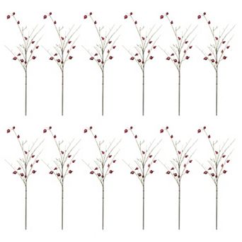 Set of 12 Faux Pomegranate Branches with Fruit Detail for Floor Vase Arrangements and Holiday Décor