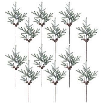Set of 12 Frosted Blue Noble Fir Sprays with Pinecone Accents for Holiday Centerpieces