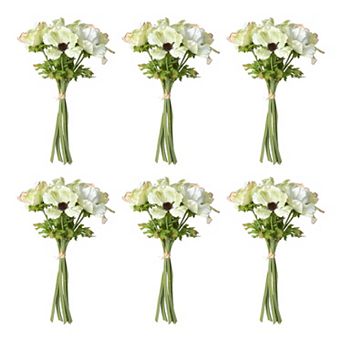 Set of 6 Decorative Anemone Flower Bundles for Tabletop Centerpieces and Seasonal Home Styling