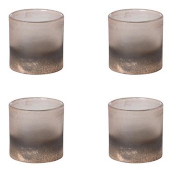Glass Hurricane Lantern Set of 4 Clear Votive Candle Holders for Dining Table