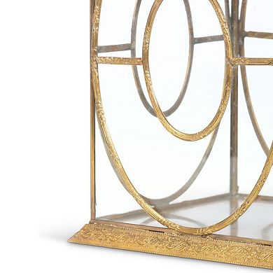Brass and Glass Hurricane Candle Holder for Pillar Candle Table and Floor Decor