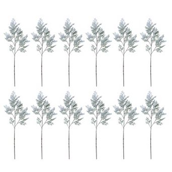 Set of 12 Frosted Cedar Sprays for Christmas Vase Arrangements and Holiday Mantel Displays