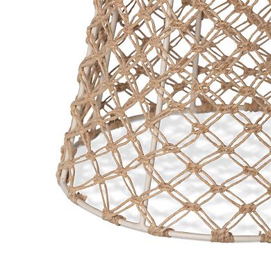 Woven Cone Ceiling Pendant Light Rope Metal Frame Hanging Lamp Bedroom Decor