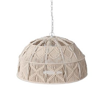 Dome Macrame Pendant Lighting Rope Hanging Lamp Fixture for Living Room Ceiling