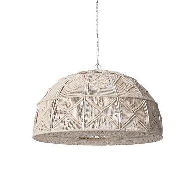 Dome Macrame Pendant Lighting Rope Hanging Lamp Fixture for Living Room Ceiling