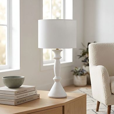 Linen Shade Table Lamp Slim Vertical Design Bedroom Console Lighting Lamp