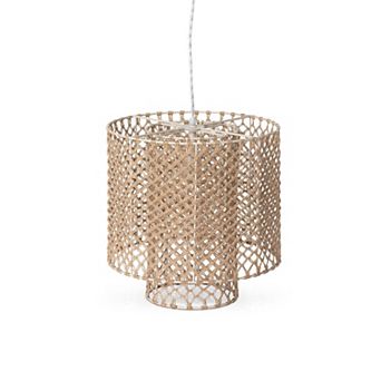 Jute Woven Pendant Light Fixture Round Ceiling Hanging Lamp