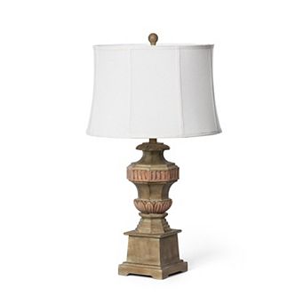 Rhodes Column Inspired Table Lamp with Linen Shade for Console and Bedside Lighting