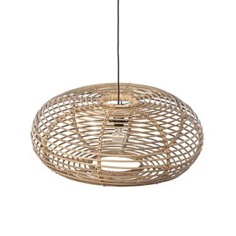 Large Rattan Pendant Lighting Fixture Wide Boho Ceiling Lamp for Living Room