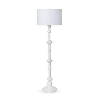Modern Floor Lamp Plaster Style Finish Linen Shade Bedroom Standing Lamp