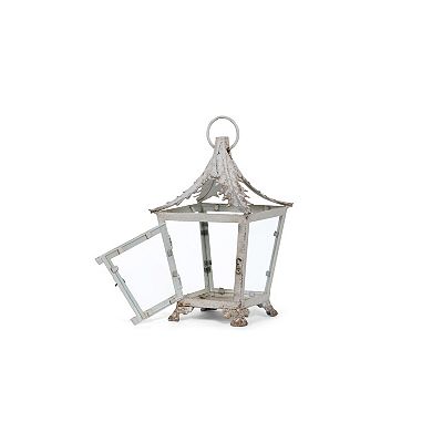 Iron Lantern Indoor Glass Panel Candle Holder Entryway Living Room