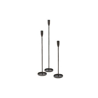 Iron Taper Holder Set of 3 Tall Candle Stands for Mantel and Entryway Decor
