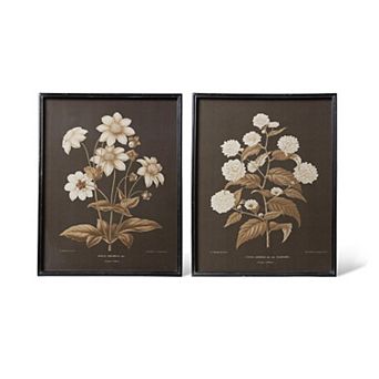 Botanical Floral Wall Decor Set of 2 Framed Prints for Living Room or Bedroom