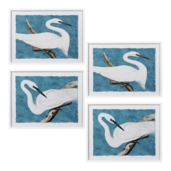 Swan Framed Wall Art Set of 4 with Nature Prints for Living Room Decor