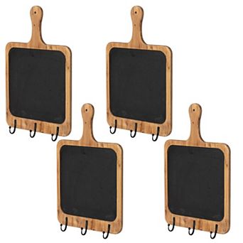 Set of 4 Wooden Blackboard Wall Hook Racks for Kitchen and Entryway Organization