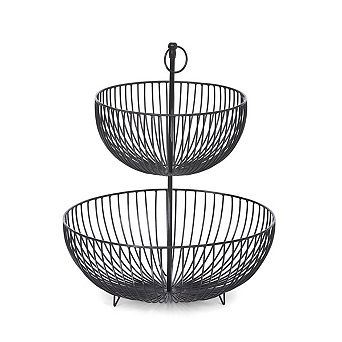 2 tier Iron Fruit Basket Stand for Kitchen Counter Pantry Storage Organizer