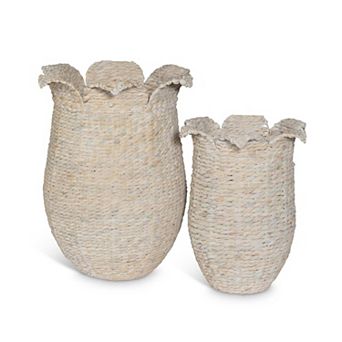 Woven Storage Basket Set of 2 for Blanket and Towel Organization