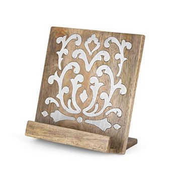 Kitchen Cookbook Holder with Wood Frame for Recipe Cards and Countertop Display