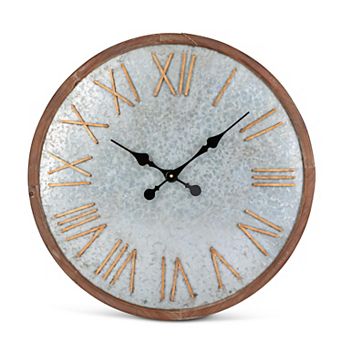 Set of 2 Iron and Wood Wall Clocks for Living Room Hallway and Office Wall Decor
