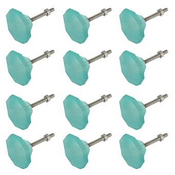 Seafoam Glass Cabinet Knobs Set of 12 for Drawers and Furniture