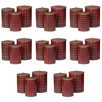 Set of 24 Holiday Metal Canisters for Christmas Treat Storage and Kitchen Decor