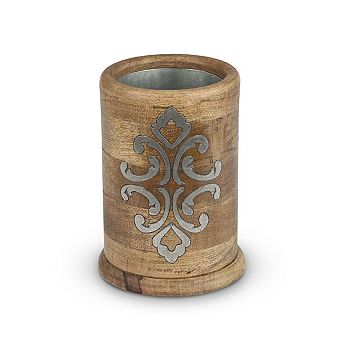 Mango Wood Wine Chiller with Inlay Design for Kitchen Counter and Bar Cart Display