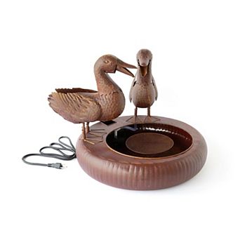 Decorative Duck Garden Fountain with Flowing Water for Patio and Walkway Decor