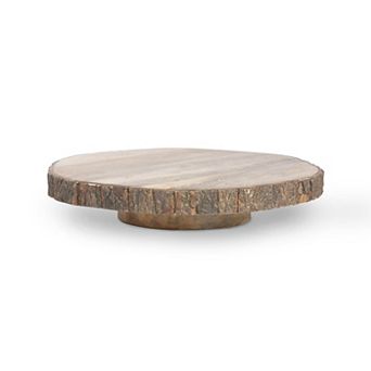 Round Wooden Lazy Susan Server for Snacks, Condiments, and Appetizers