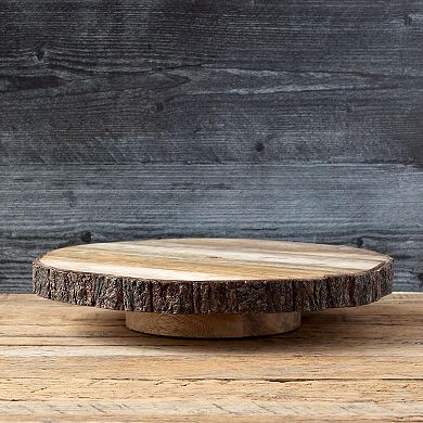 Round Wooden Lazy Susan Server for Snacks, Condiments, and Appetizers