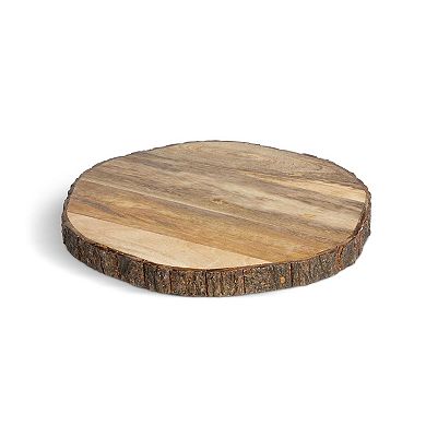 Round Wooden Lazy Susan Server for Snacks, Condiments, and Appetizers