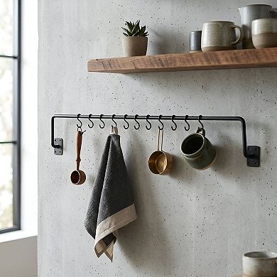 Forged Iron Wall Hook Rack for Coats Bags Towels and Entryway Storage