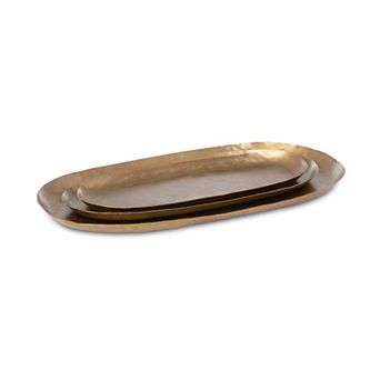 Set of 3 Oval Iron Decorative Trays for Coffee Table and Console Table Decor