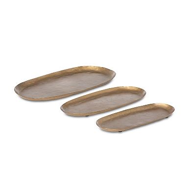 Set of 3 Oval Iron Decorative Trays for Coffee Table and Console Table Decor