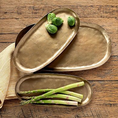 Set of 3 Oval Iron Decorative Trays for Coffee Table and Console Table Decor