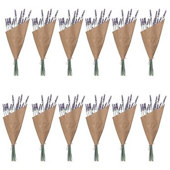 Set of 12 Artificial Lavender Bundles for Vase Display and Tabletop Floral Decor