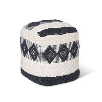 Square Cotton Pouf Ottoman for Bedroom, Lounge Area, and Casual Seating